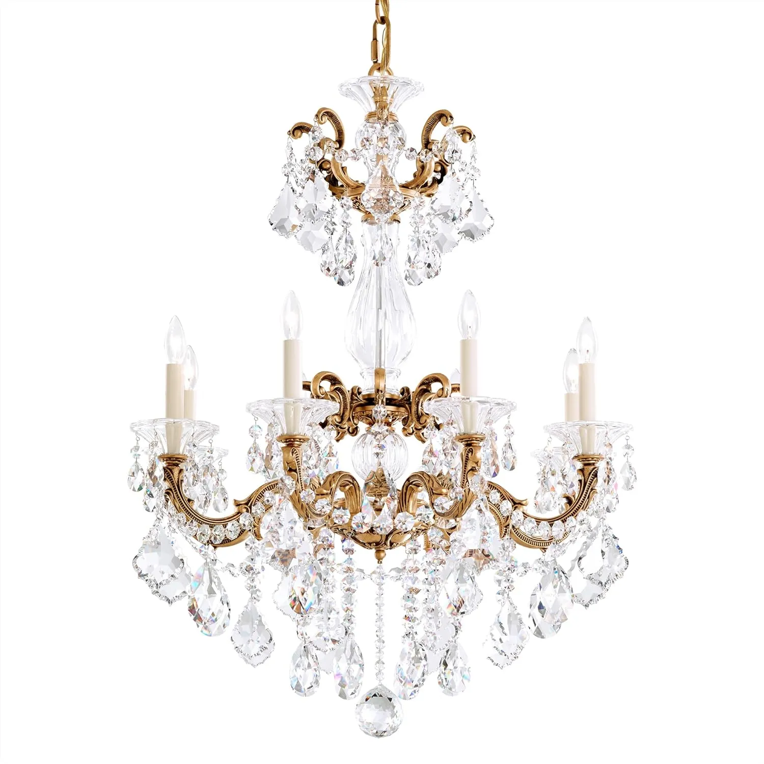 Signature 5007-83R, La Scala 8 Light 25in x 34in Chandelier in Florentine Bronze with Clear Radiance Crystals