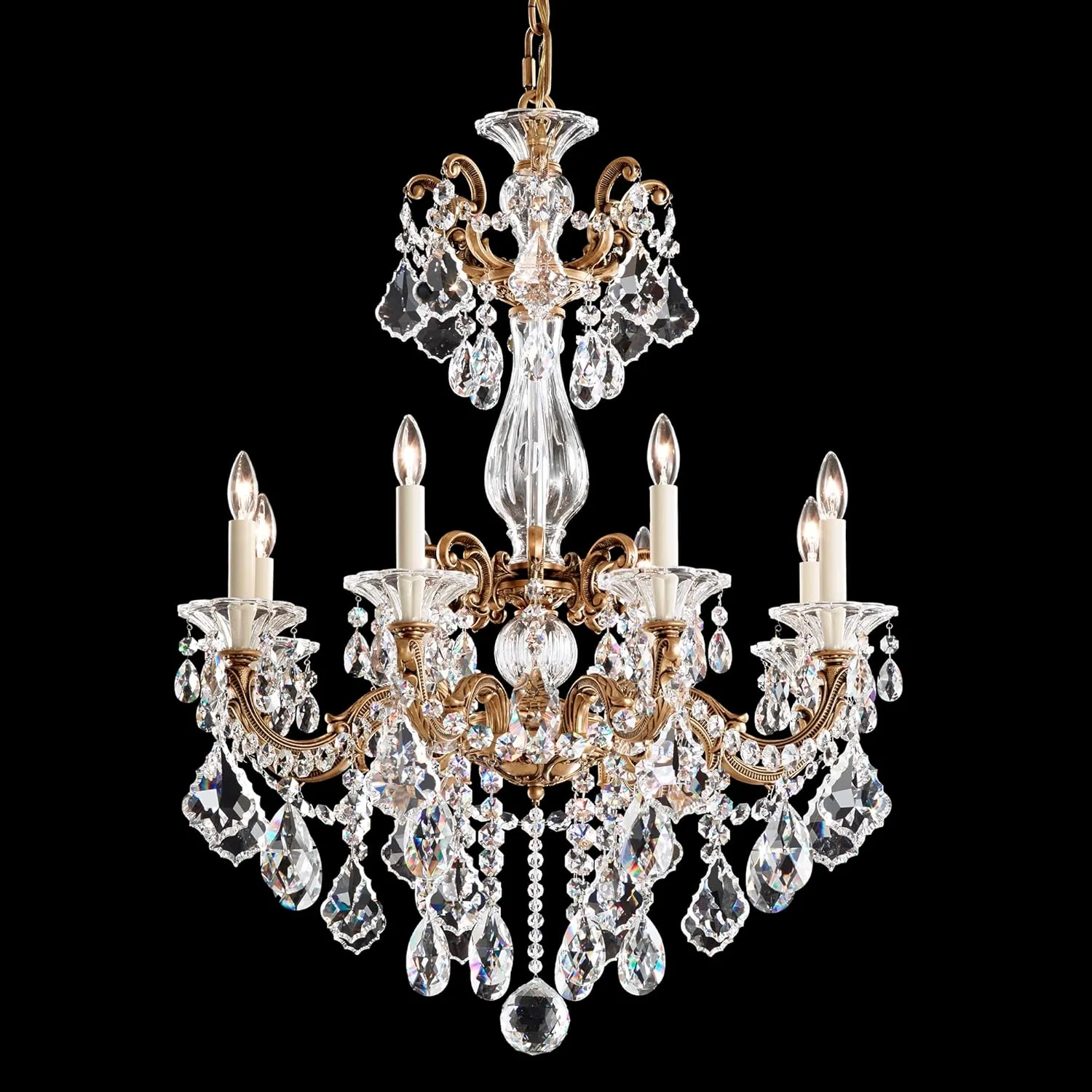 Signature 5007-83R, La Scala 8 Light 25in x 34in Chandelier in Florentine Bronze with Clear Radiance Crystals