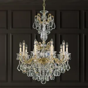 Signature 5008-22R, La Scala 10 Light 28in x 38in Chandelier in Heirloom Gold with Clear Radiance Crystals