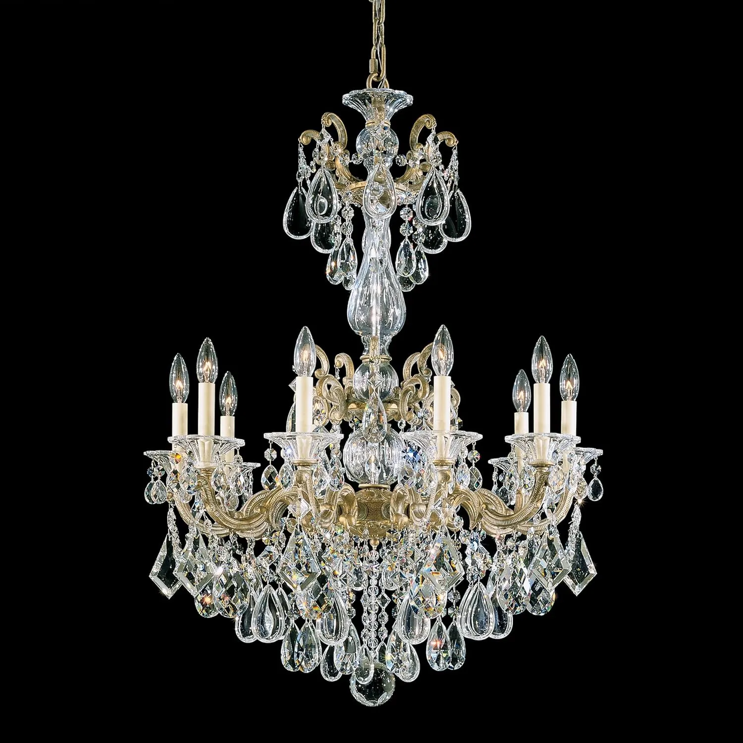 Signature 5008-27R, La Scala 10 Light 28in x 38in Chandelier in Parchment Gold with Clear Radiance Crystals