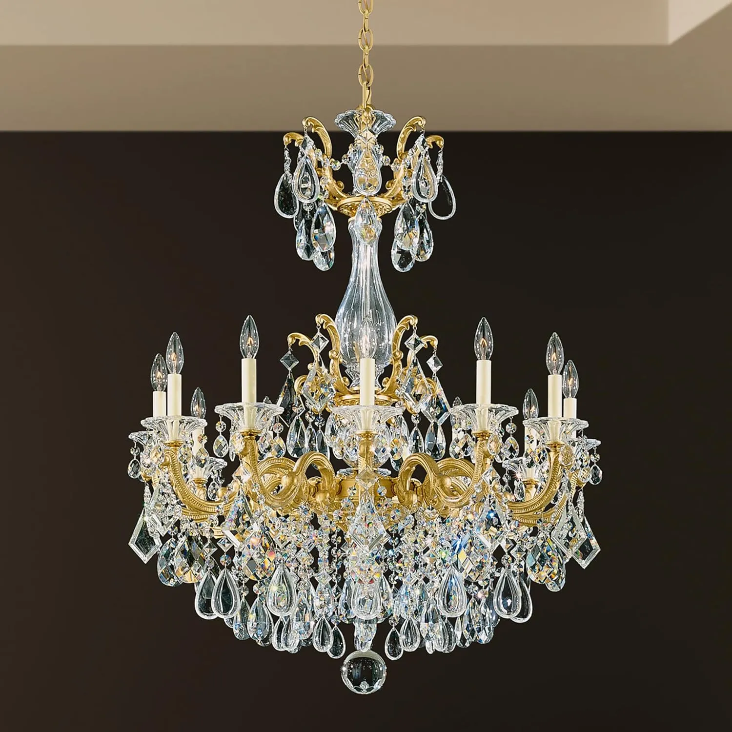 Signature 5011-76R, La Scala 12 Light 33in x 41in Chandelier in Heirloom Bronze with Clear Radiance Crystals