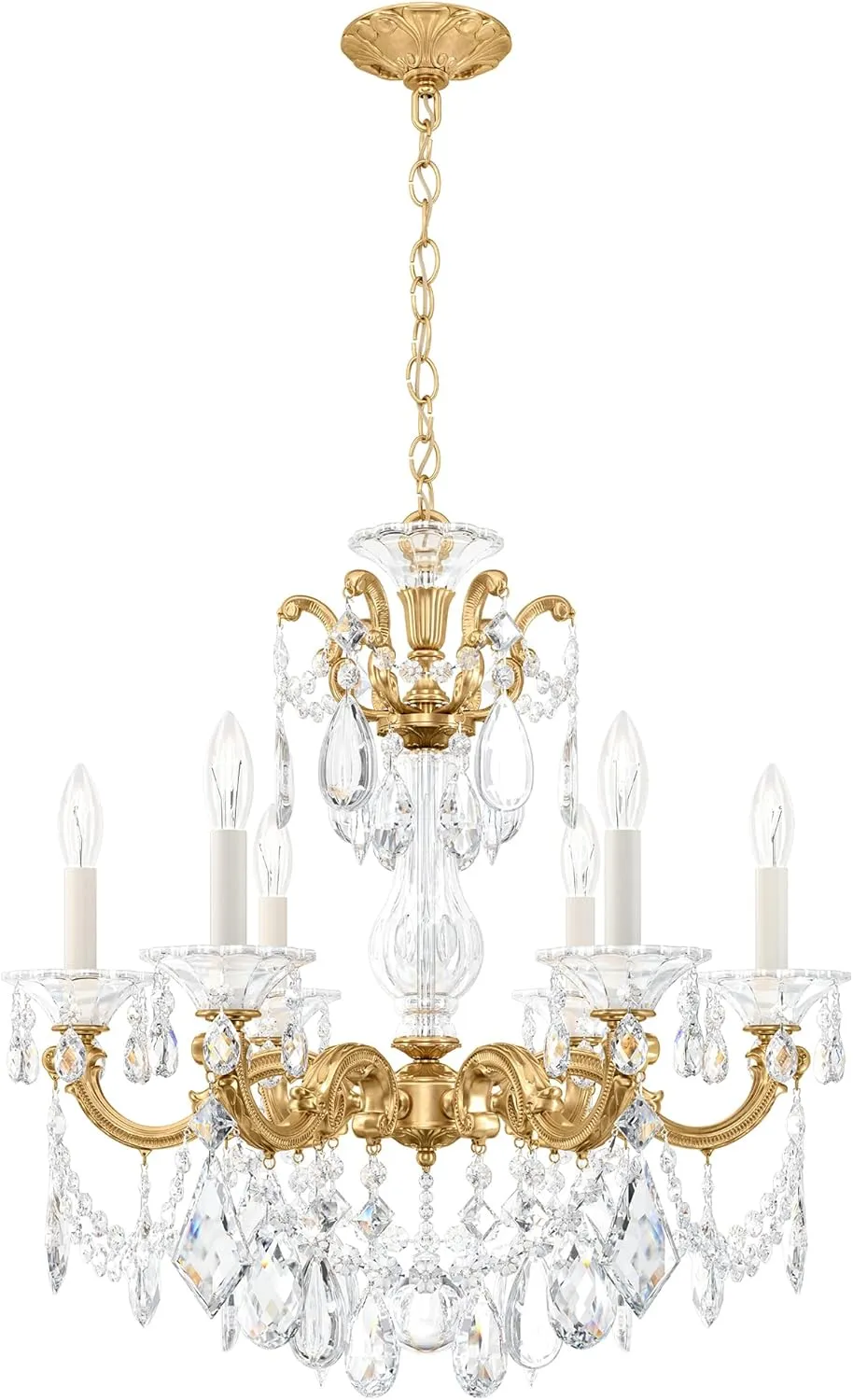 Signature 5072-22R, La Scala 6 Light 23in x 25in Chandelier in Heirloom Gold with Clear Radiance Crystals