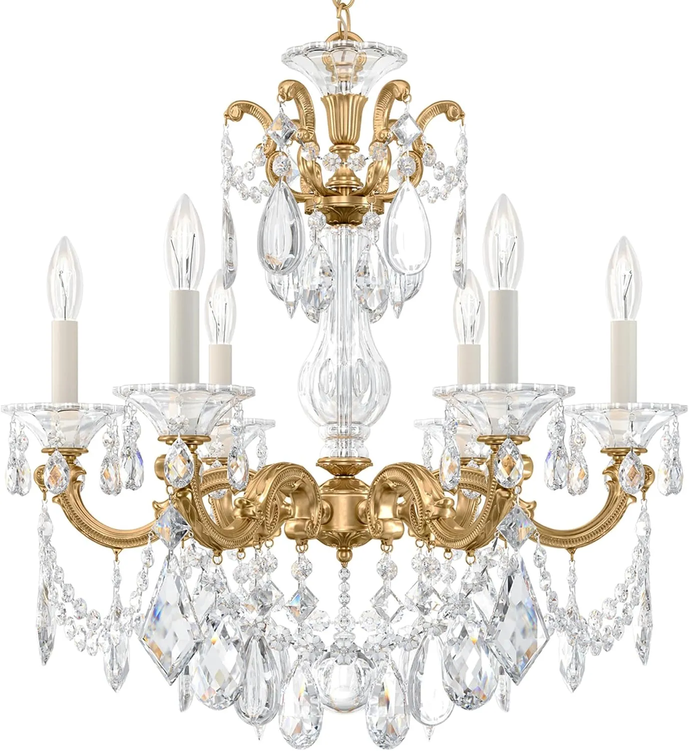 Signature 5072-22R, La Scala 6 Light 23in x 25in Chandelier in Heirloom Gold with Clear Radiance Crystals