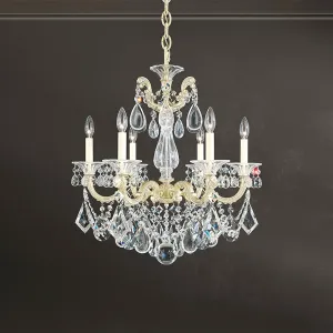 Signature 5072-22R, La Scala 6 Light 23in x 25in Chandelier in Heirloom Gold with Clear Radiance Crystals