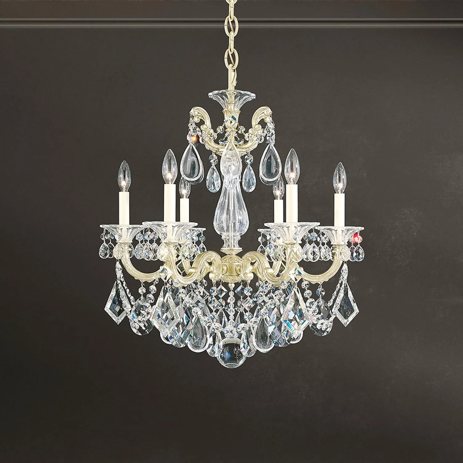 Signature 5072-22R, La Scala 6 Light 23in x 25in Chandelier in Heirloom Gold with Clear Radiance Crystals