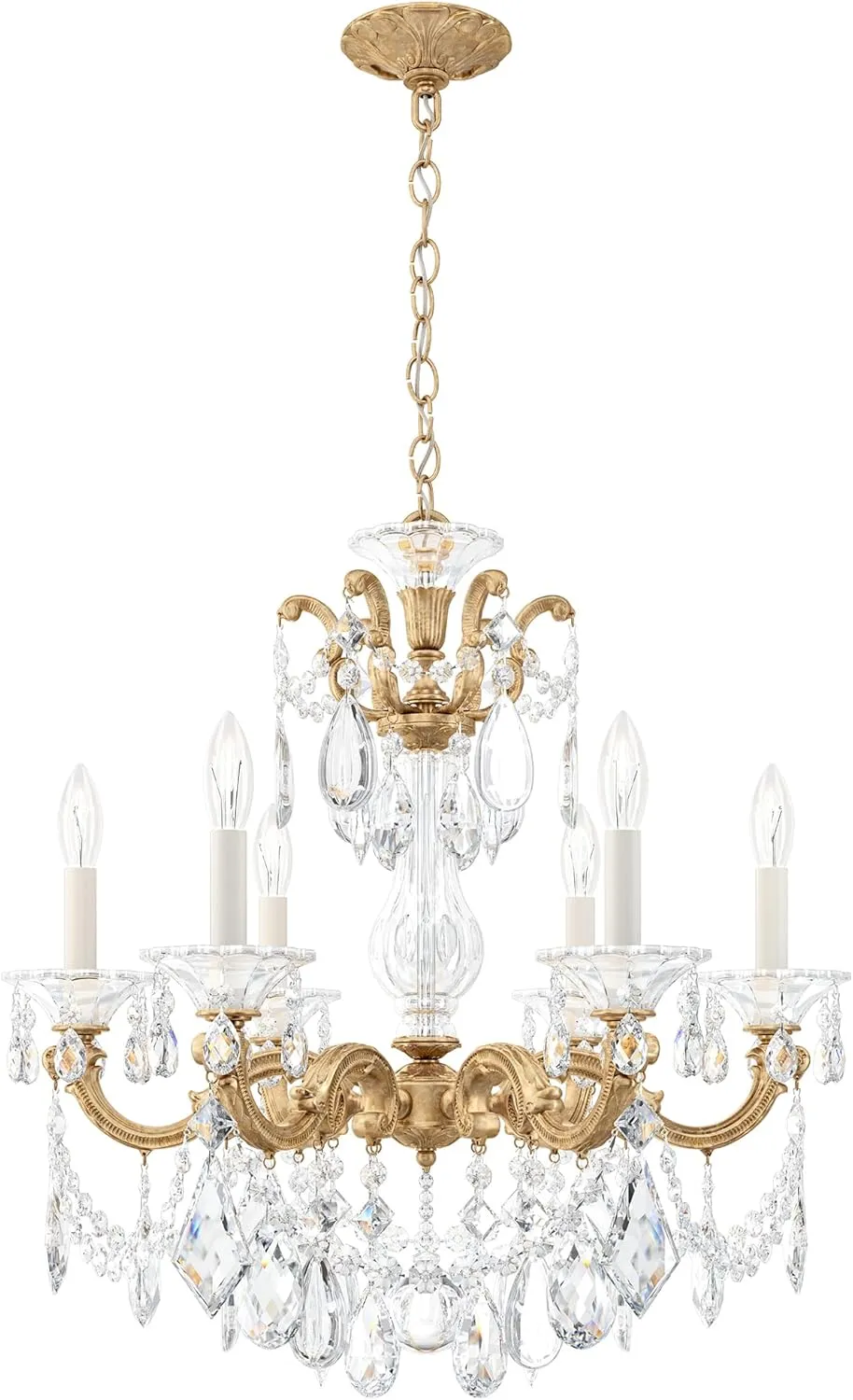 Signature 5072-26R, La Scala 6 Light 23in x 25in Chandelier in French Gold with Clear Radiance Crystals