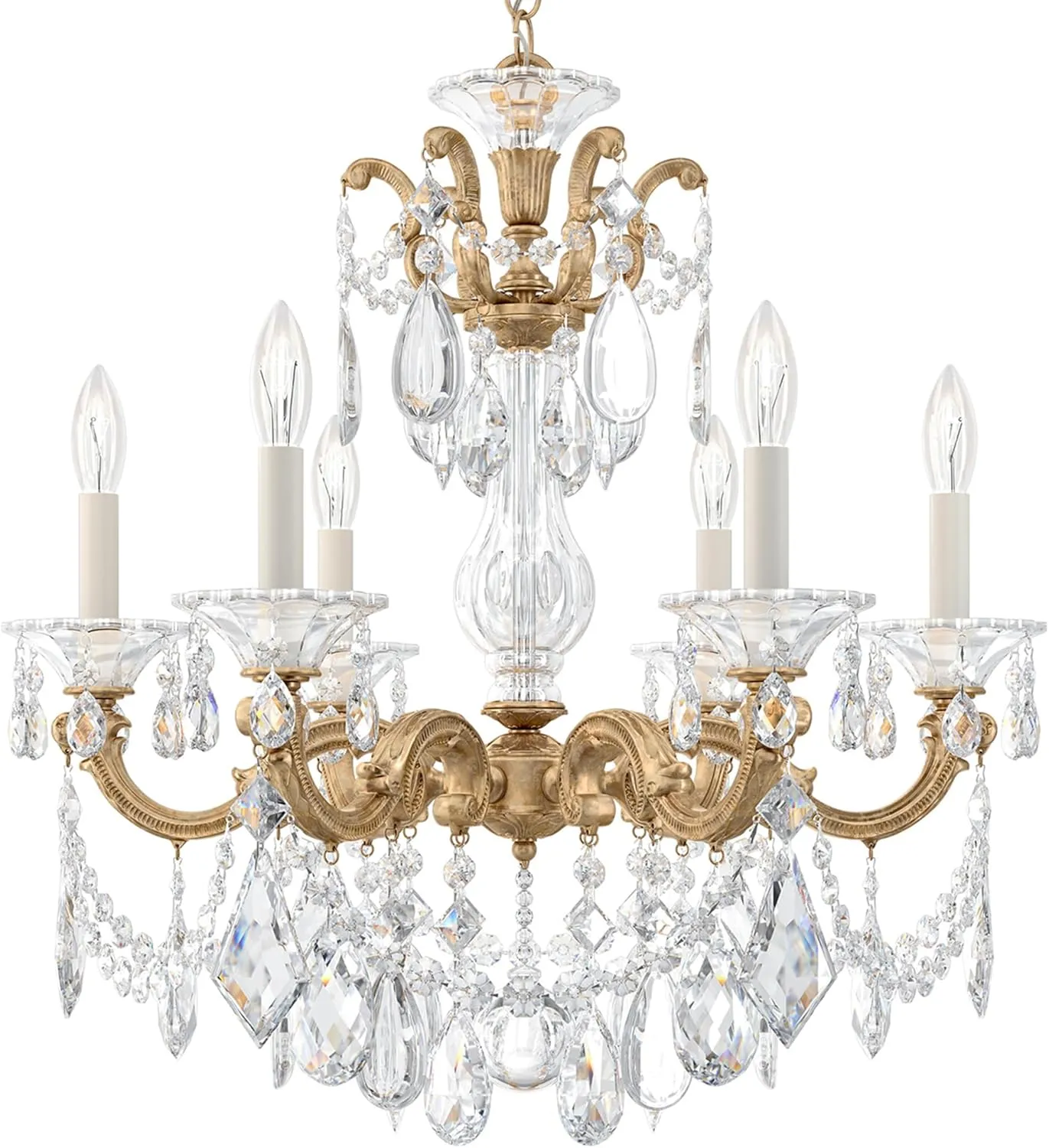 Signature 5072-26R, La Scala 6 Light 23in x 25in Chandelier in French Gold with Clear Radiance Crystals