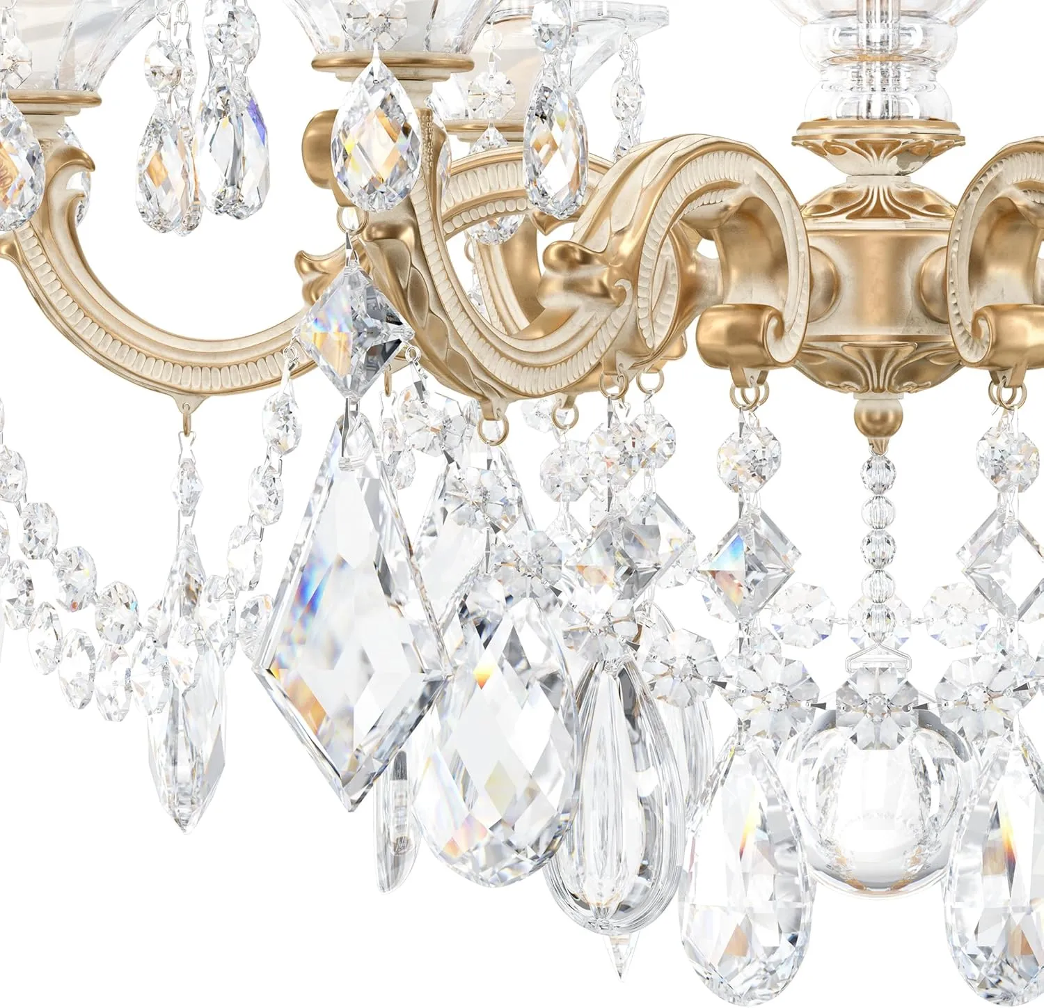 Signature 5072-27R, La Scala 6 Light 23in x 25in Chandelier in Parchment Gold with Clear Radiance Crystals