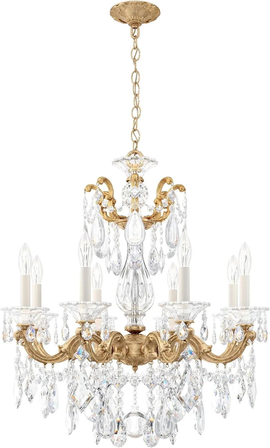 Signature 5073-26R, La Scala 8 Light 25in x 28.5in Chandelier in French Gold with Clear Radiance Crystals