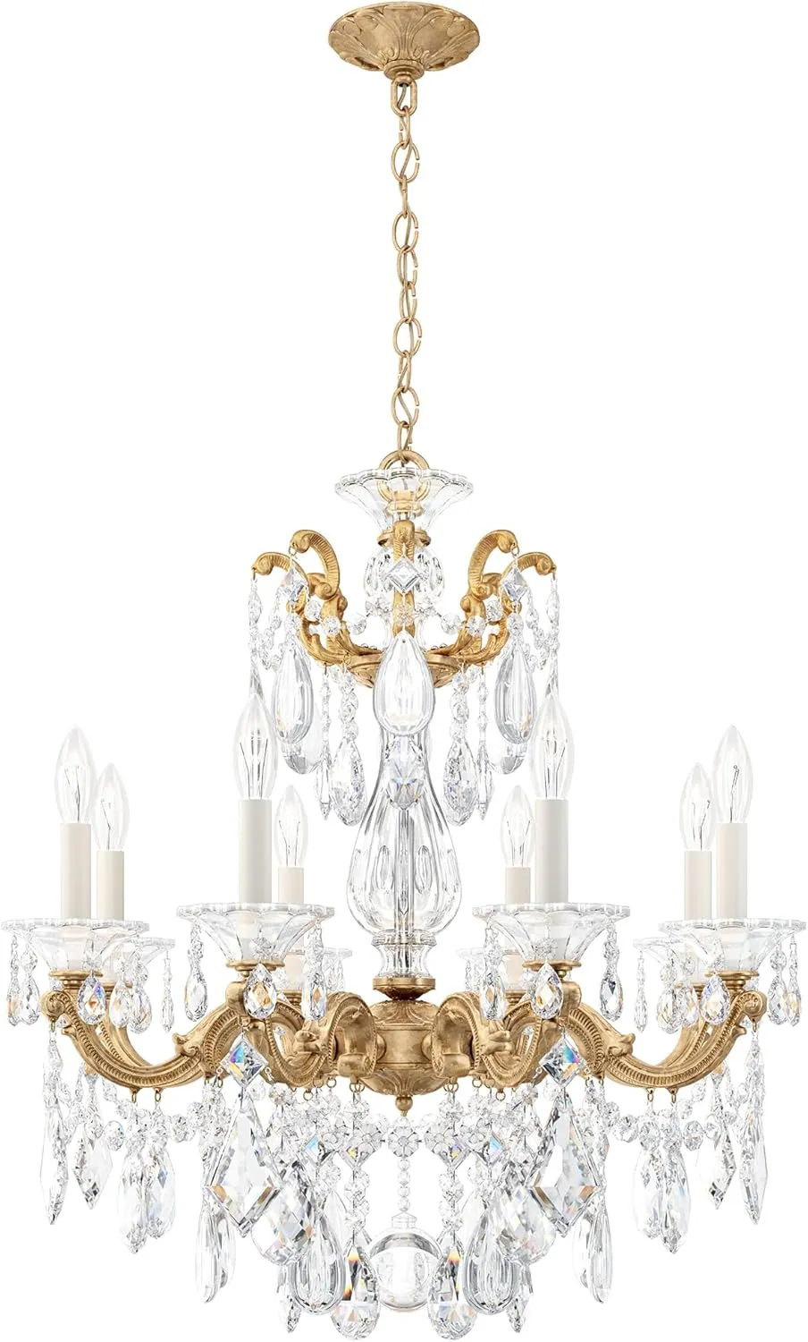 Signature 5073-26R, La Scala 8 Light 25in x 28.5in Chandelier in French Gold with Clear Radiance Crystals