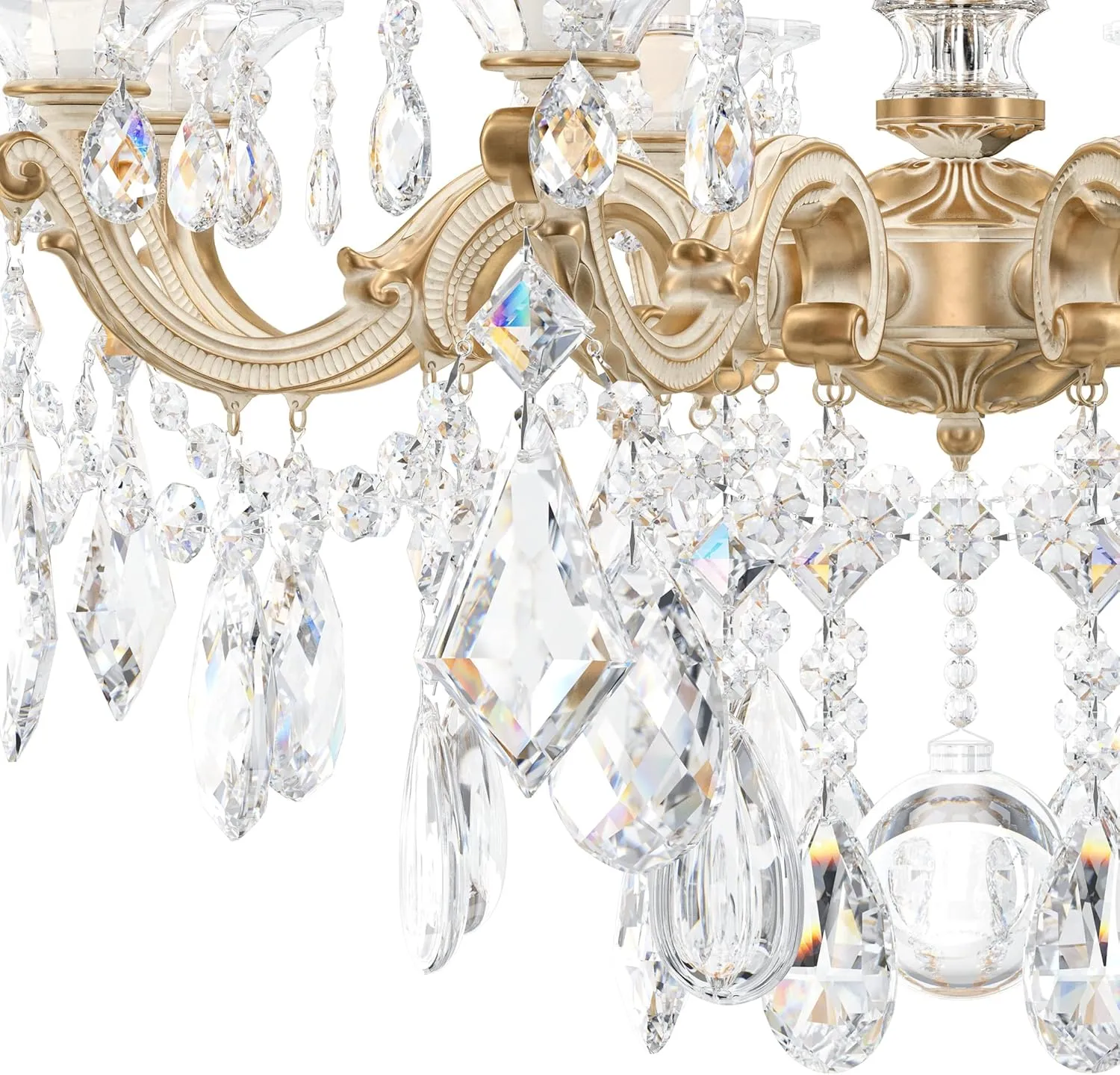 Signature 5073-27R, La Scala 8 Light 25in x 28.5in Chandelier in Parchment Gold with Clear Radiance Crystals
