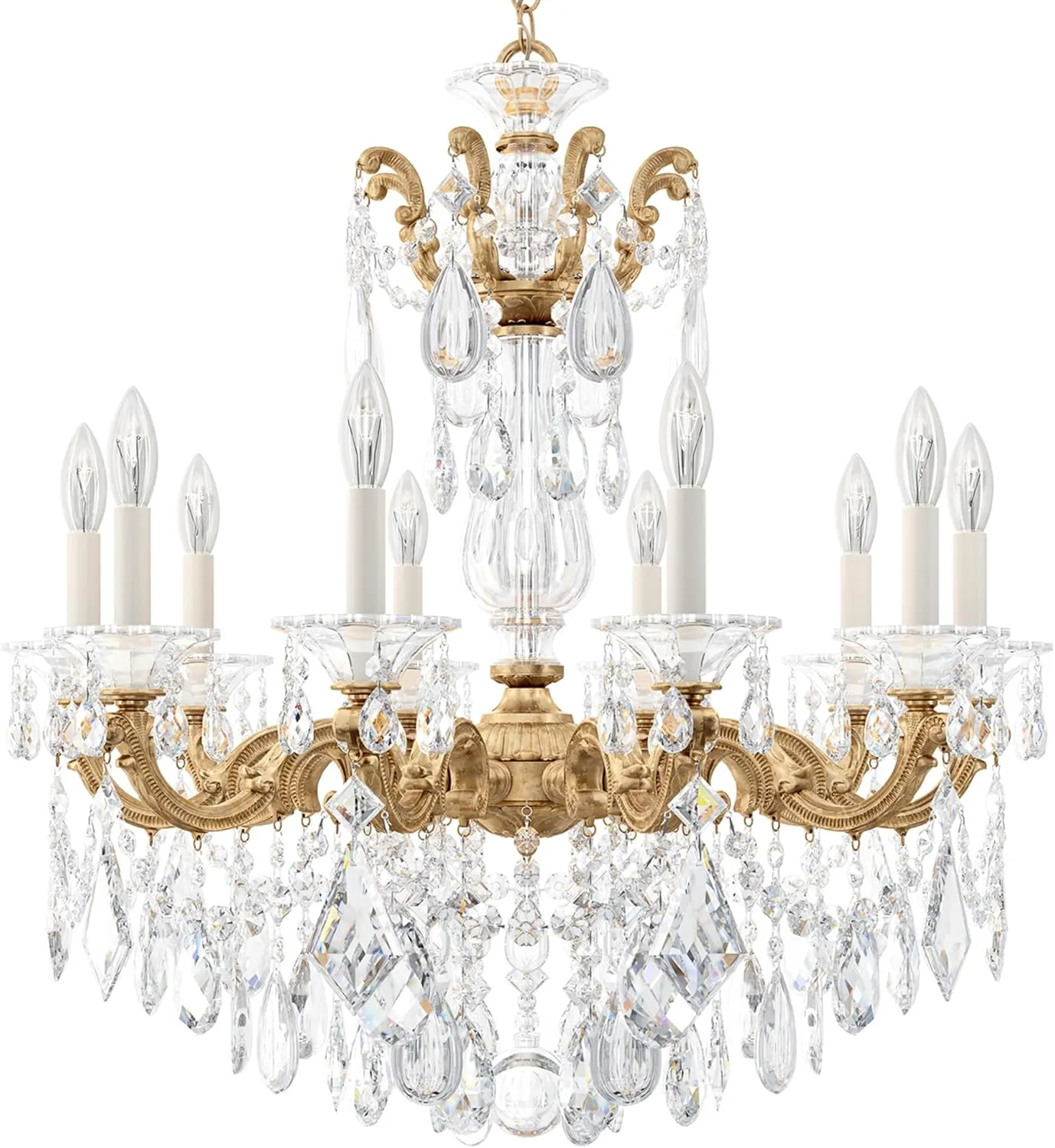Signature 5074-26R, La Scala 10 Light 28in x 29.5in Chandelier in French Gold with Clear Radiance Crystals