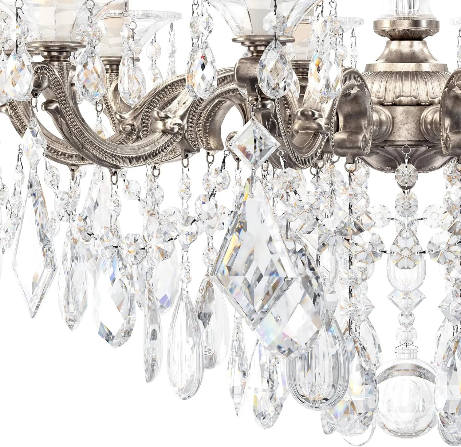 Signature 5074-48R, La Scala 10 Light 28in x 29.5in Chandelier in Antique Silver with Clear Radiance Crystals