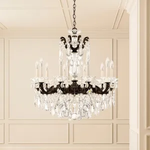 Signature 5074-48R, La Scala 10 Light 28in x 29.5in Chandelier in Antique Silver with Clear Radiance Crystals