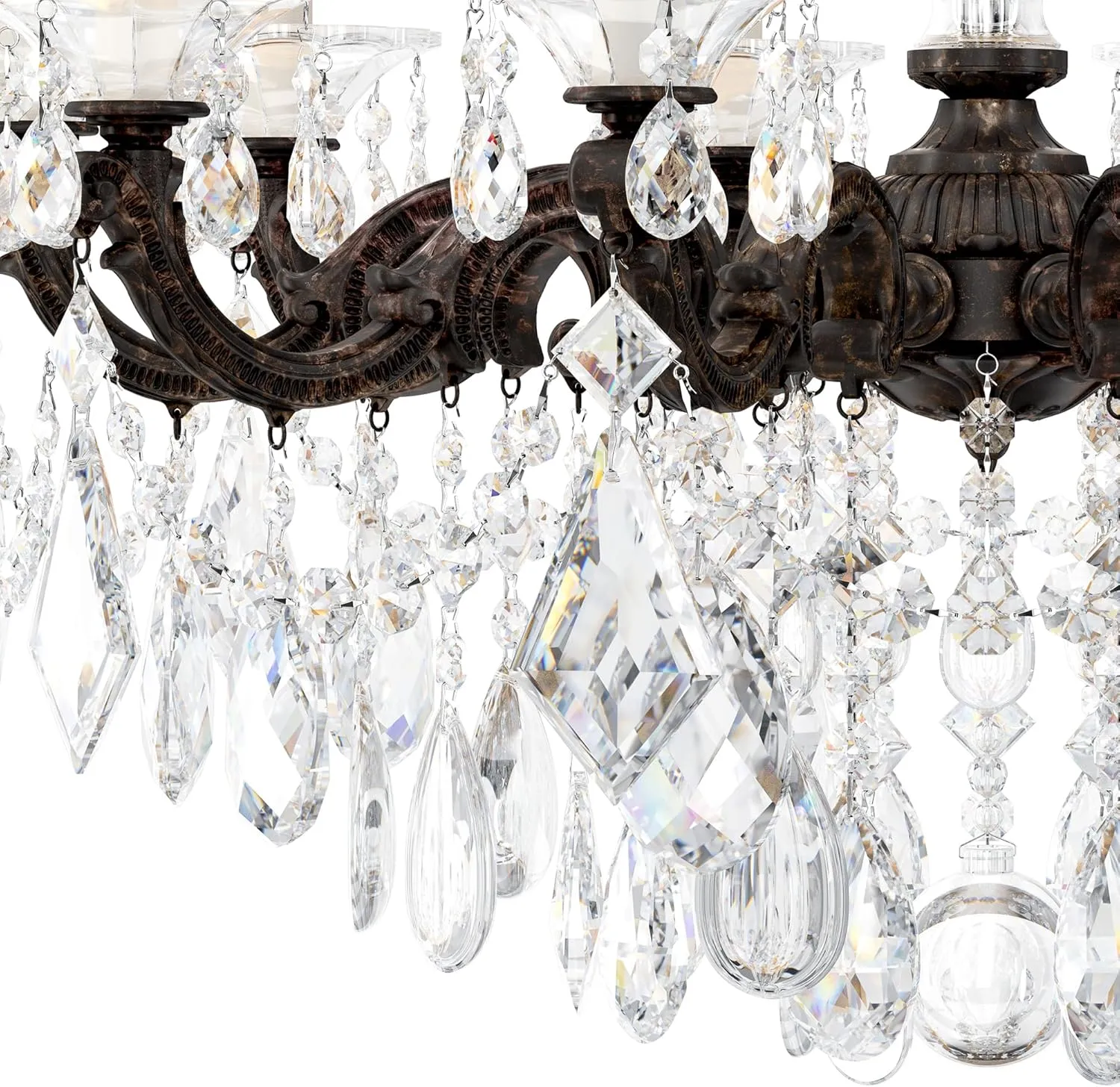 Signature 5074-76R, La Scala 10 Light 28in x 29.5in Chandelier in Heirloom Bronze with Clear Radiance Crystals