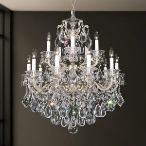 Signature 5075-23R, La Scala 15 Light 28in x 32in Chandelier in Etruscan Gold with Clear Radiance Crystals