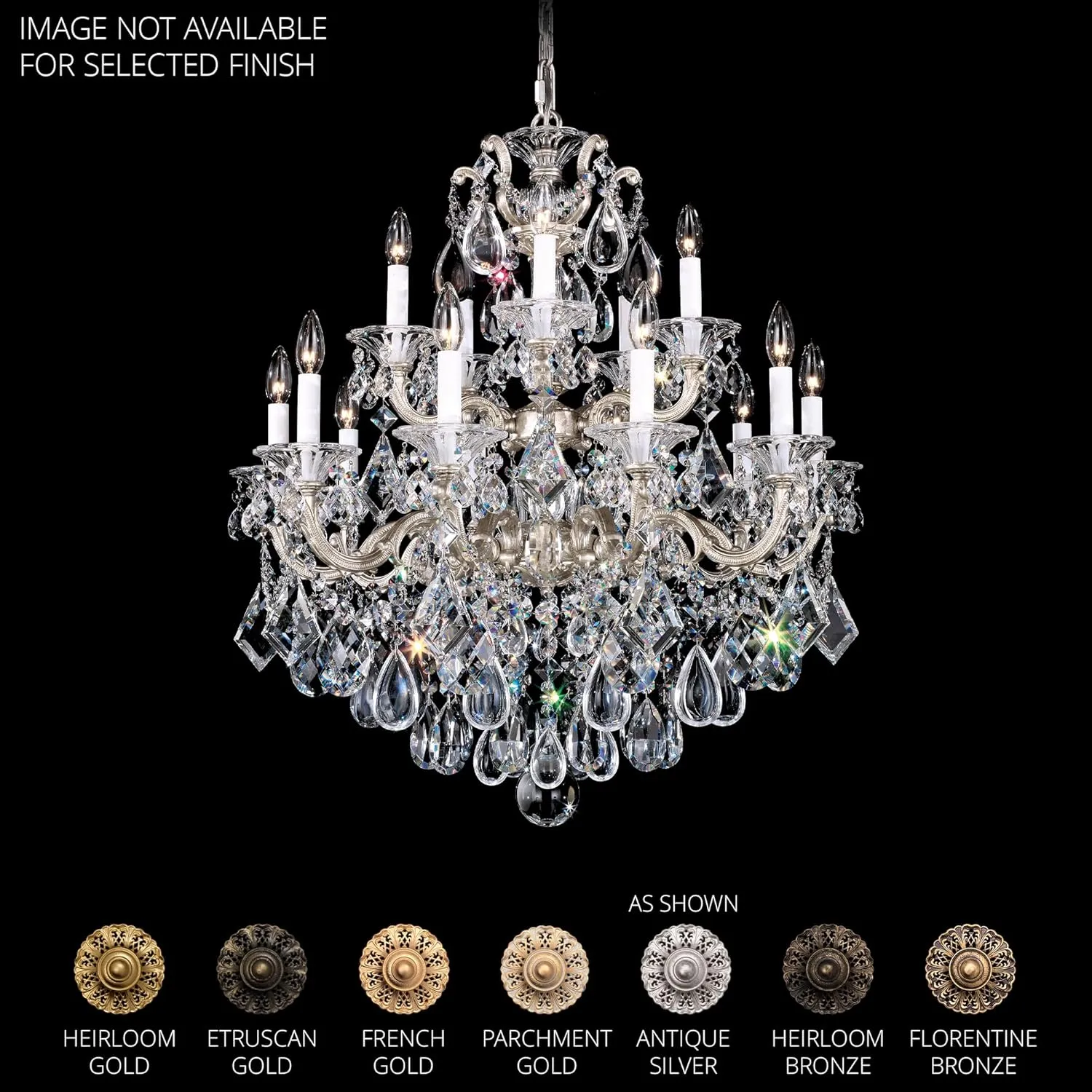 Signature 5075-23R, La Scala 15 Light 28in x 32in Chandelier in Etruscan Gold with Clear Radiance Crystals