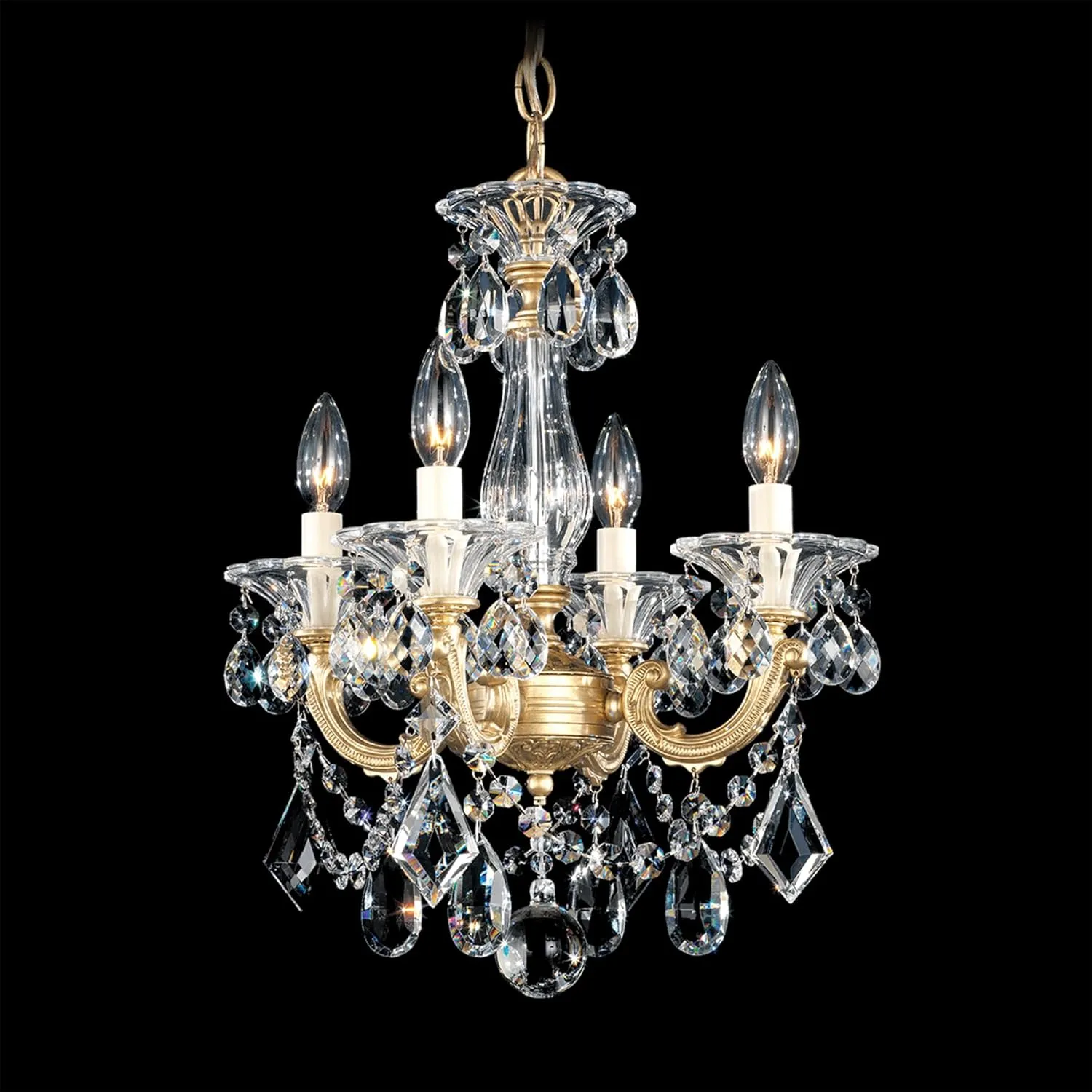 Signature 5344-48R, La Scala 4 Light 14.5in x 18in Pendant in Antique Silver with Clear Radiance Crystals