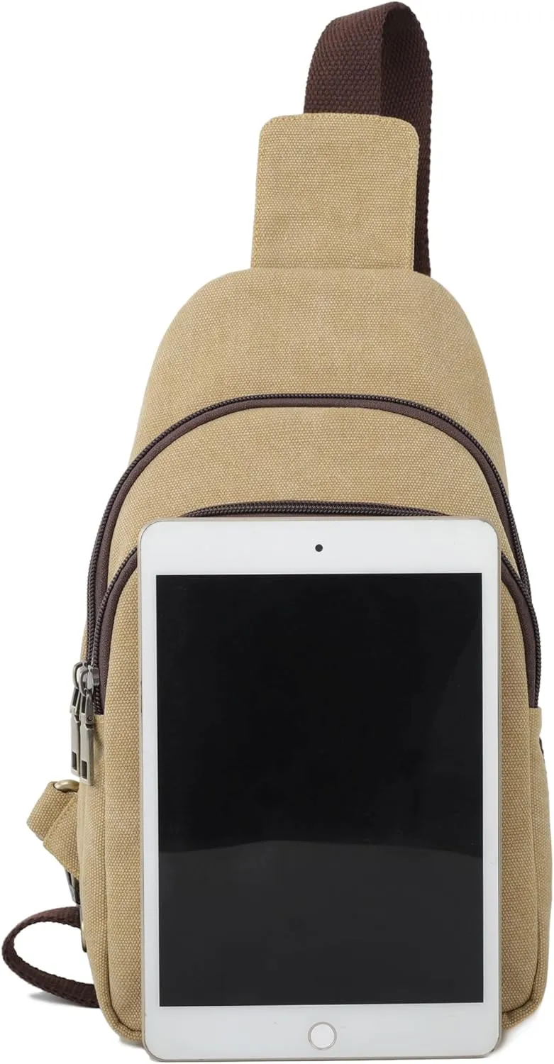 SILKAREA Canvas Sling Bag for Wome Crossbody Purse Small Sling Backpack Purse Travel Hiking Chest Bag Daypack