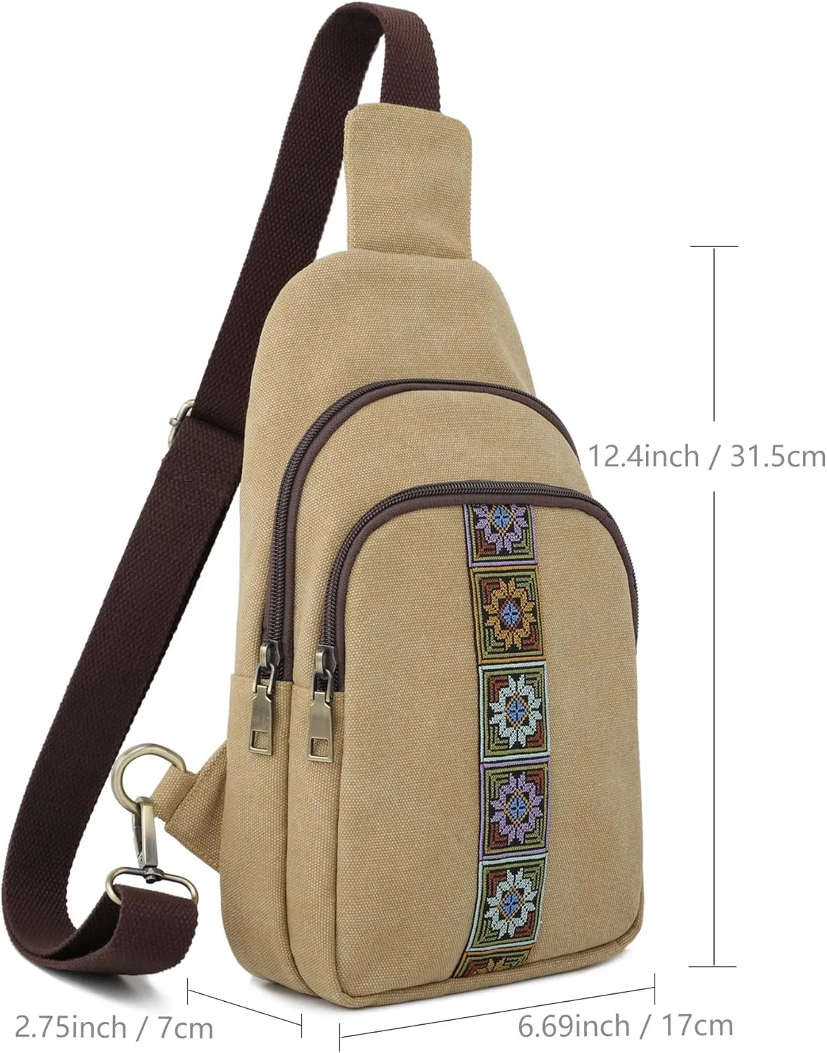 SILKAREA Canvas Sling Bag for Wome Crossbody Purse Small Sling Backpack Purse Travel Hiking Chest Bag Daypack