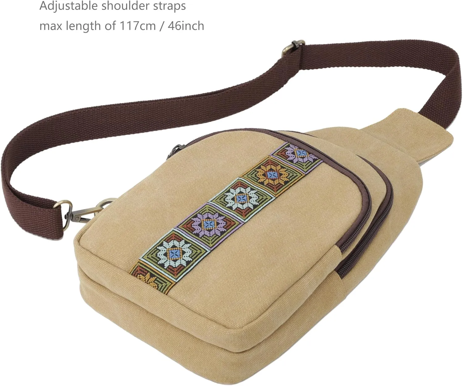 SILKAREA Canvas Sling Bag for Wome Crossbody Purse Small Sling Backpack Purse Travel Hiking Chest Bag Daypack