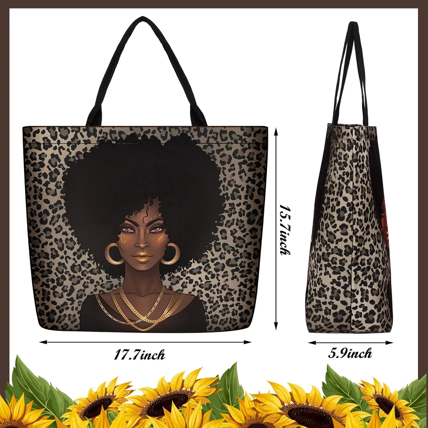 Silkfly 4 Pack African American Tote Bags for Women Large Shoulder Bag Black Girl Satchel Handbags Work Travel Beach