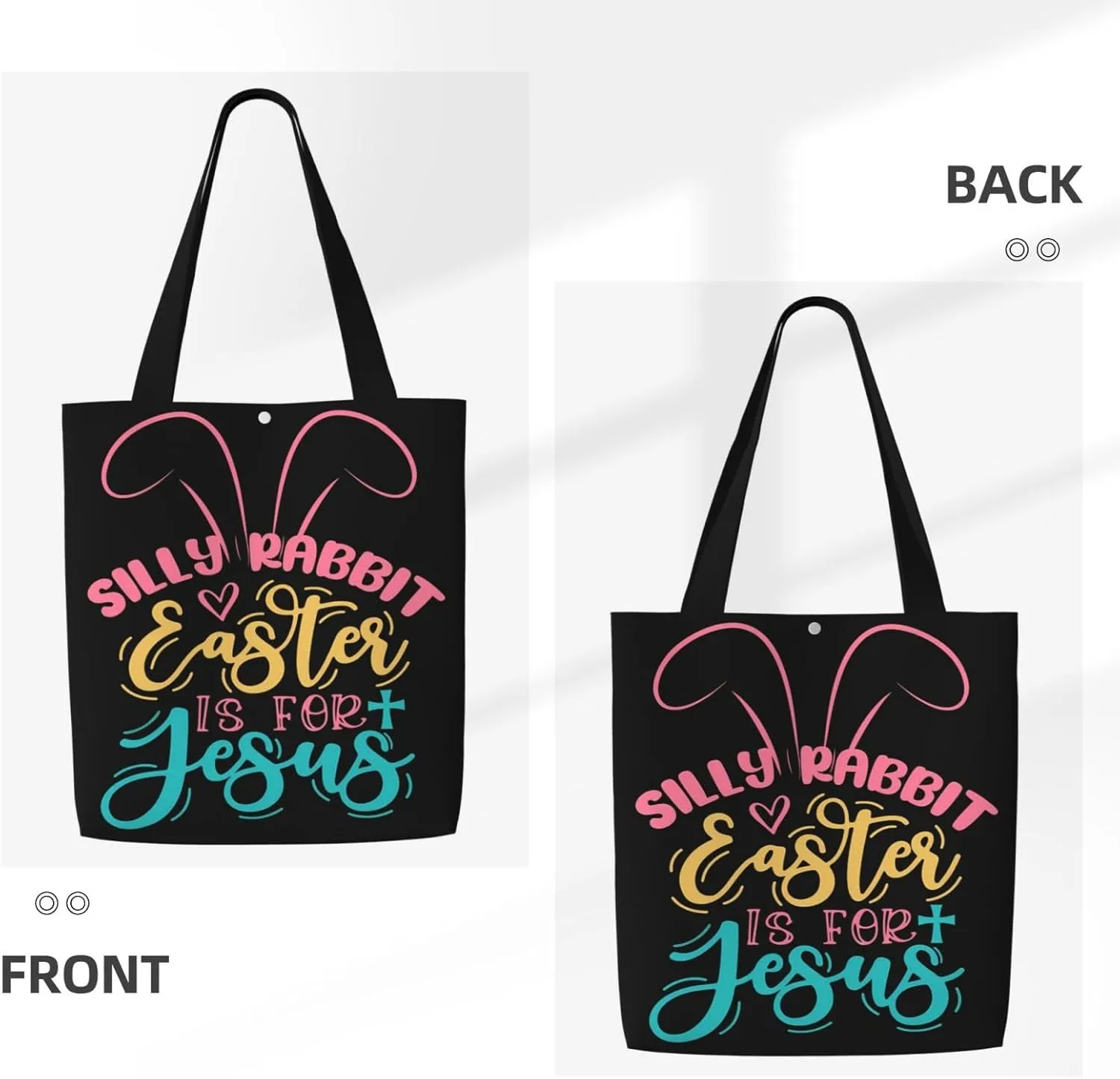 Silly Rabbit Easter Is For Jesus Canvas Totes Bag Shoulder Bags Shopping Crossbody Travel Handbag 13.8 X 15.4 inch