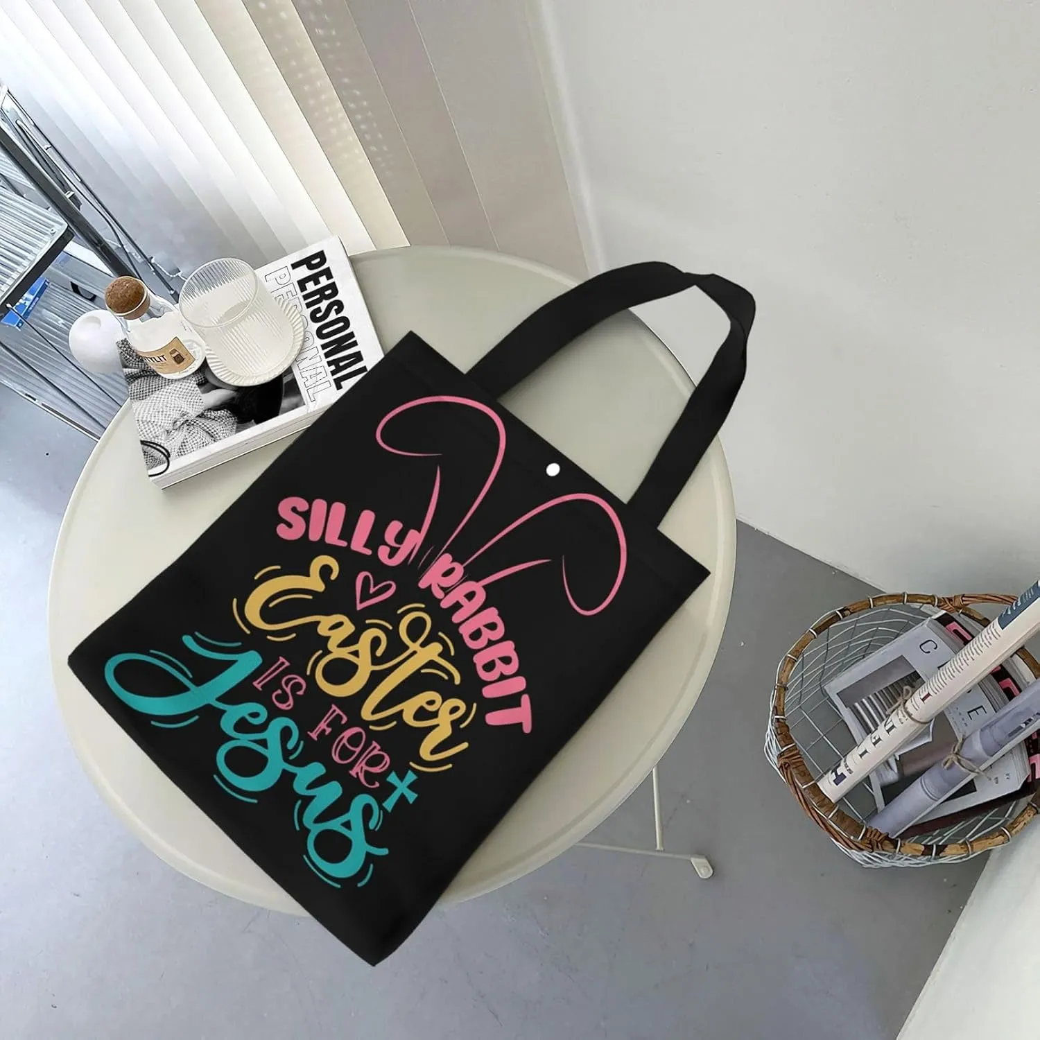 Silly Rabbit Easter Is For Jesus Canvas Totes Bag Shoulder Bags Shopping Crossbody Travel Handbag 13.8 X 15.4 inch