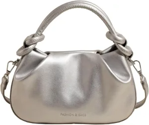 Simple Bucket Bags for Women Trendy Pleated Shoulder Bag PU Vegan Leather Material Top-Handle Bag for Daily Life