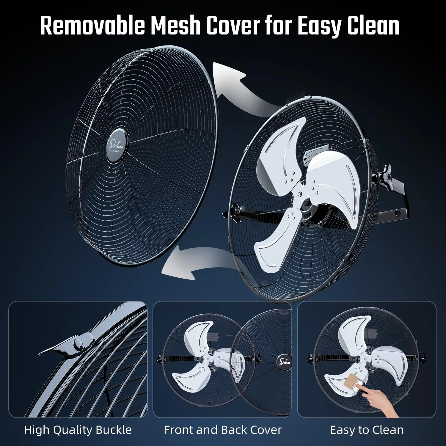 Simple Deluxe 18 Inch Industrial Wall Mount Fan, 3 Speed Commercial Ventilation Metal Fan for Warehouse, Greenhouse, Workshop, Patio, Factory and Basement - High Velocity