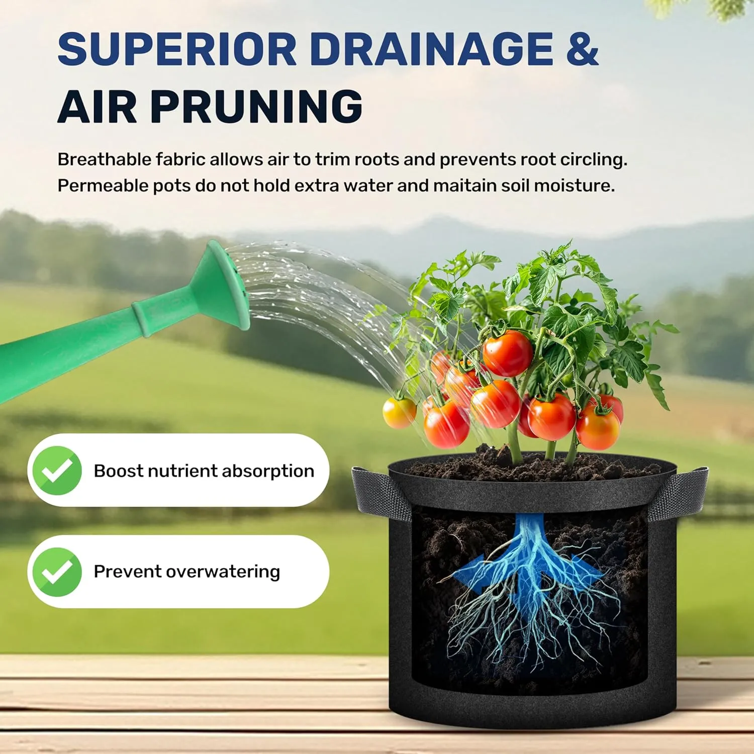 Simple Deluxe 3 Gallon 20 Pack Grow Bags with Handles, Vegetable/Flower/Plant Nonwoven Aeration Fabric Plant Pots Gardening Planter for Potato, Tomato and Fruits, Black