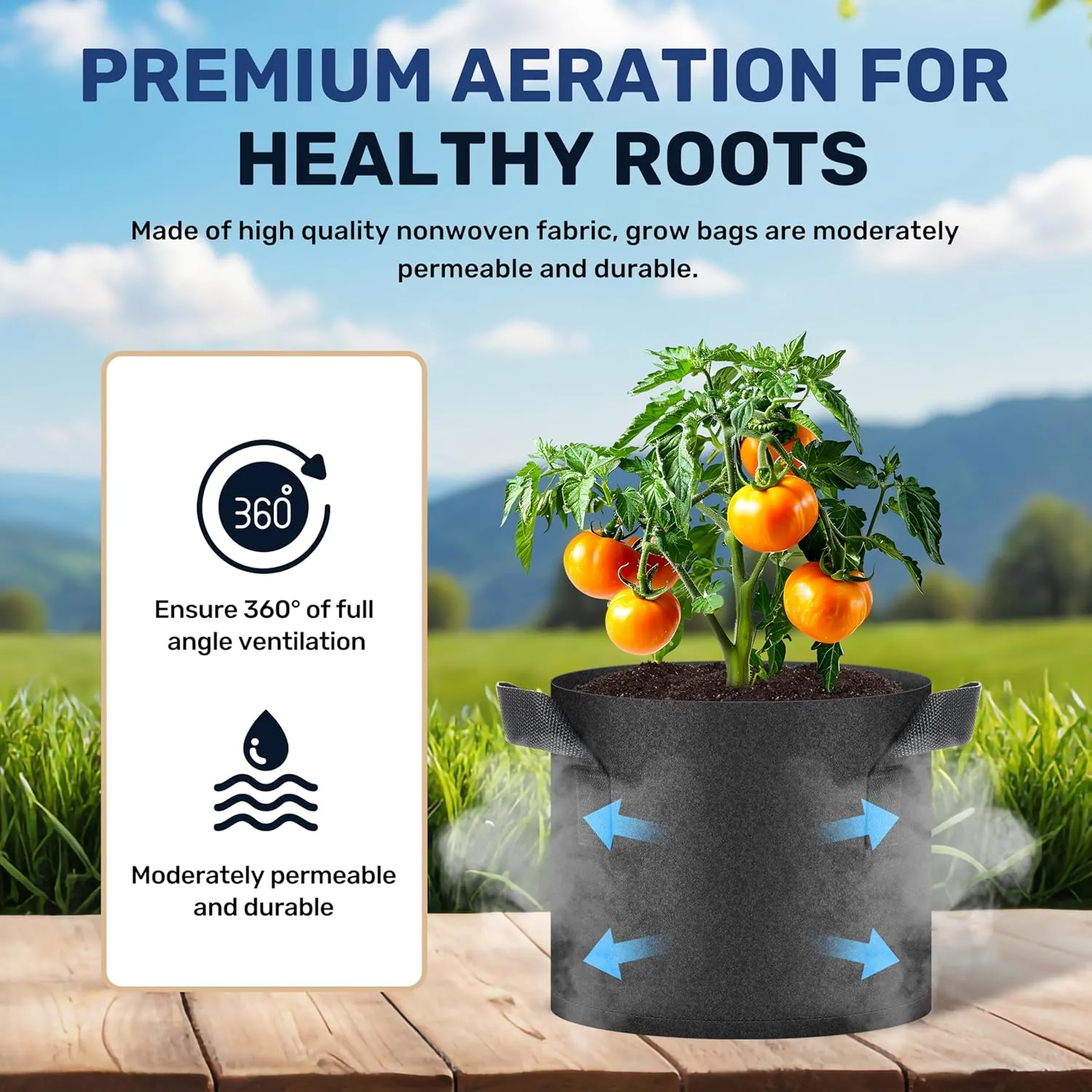 Simple Deluxe 3 Gallon 20 Pack Grow Bags with Handles, Vegetable/Flower/Plant Nonwoven Aeration Fabric Plant Pots Gardening Planter for Potato, Tomato and Fruits, Black
