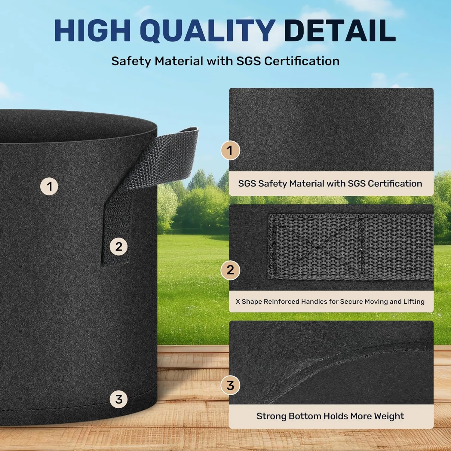 Simple Deluxe 3 Gallon 20 Pack Grow Bags with Handles, Vegetable/Flower/Plant Nonwoven Aeration Fabric Plant Pots Gardening Planter for Potato, Tomato and Fruits, Black