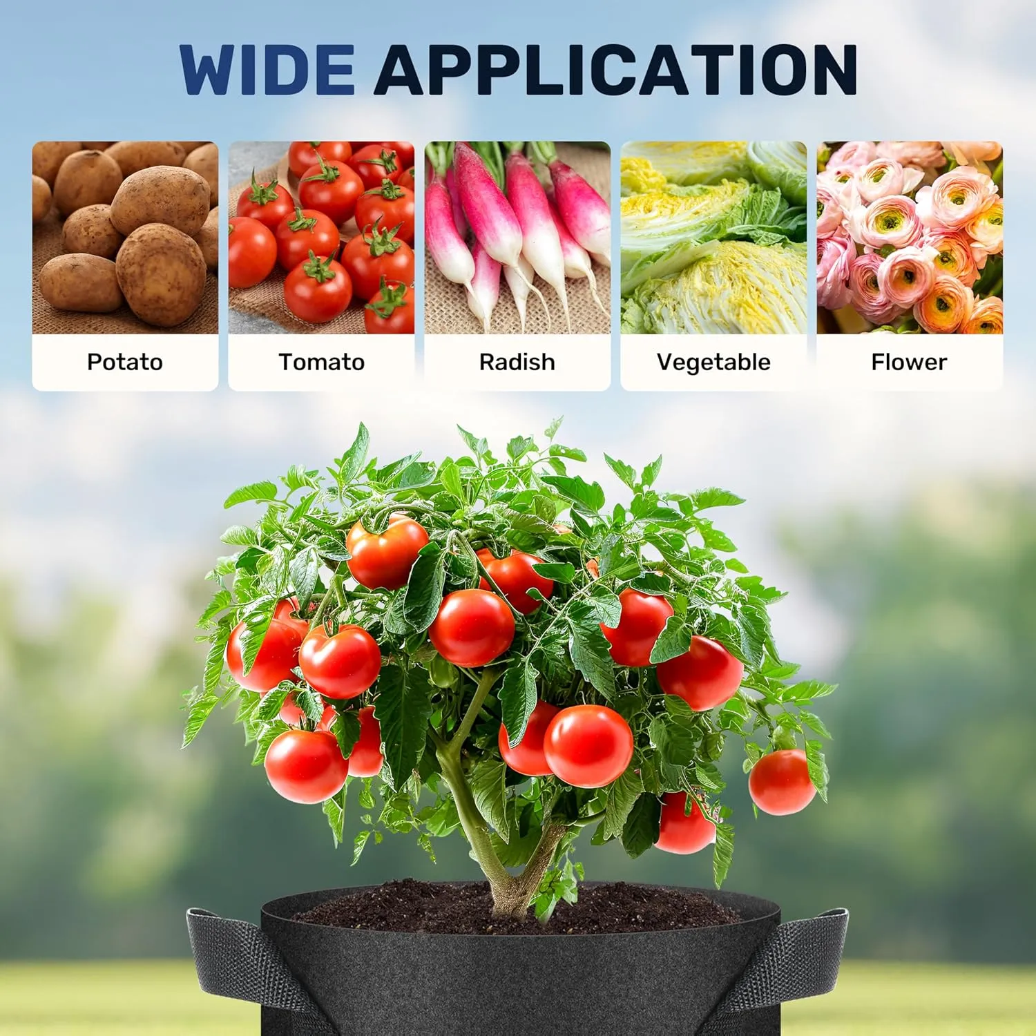 Simple Deluxe 3 Gallon 20 Pack Grow Bags with Handles, Vegetable/Flower/Plant Nonwoven Aeration Fabric Plant Pots Gardening Planter for Potato, Tomato and Fruits, Black