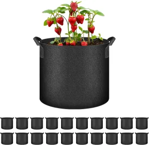 Simple Deluxe 3 Gallon 20 Pack Grow Bags with Handles, Vegetable/Flower/Plant Nonwoven Aeration Fabric Plant Pots Gardening Planter for Potato, Tomato and Fruits, Black