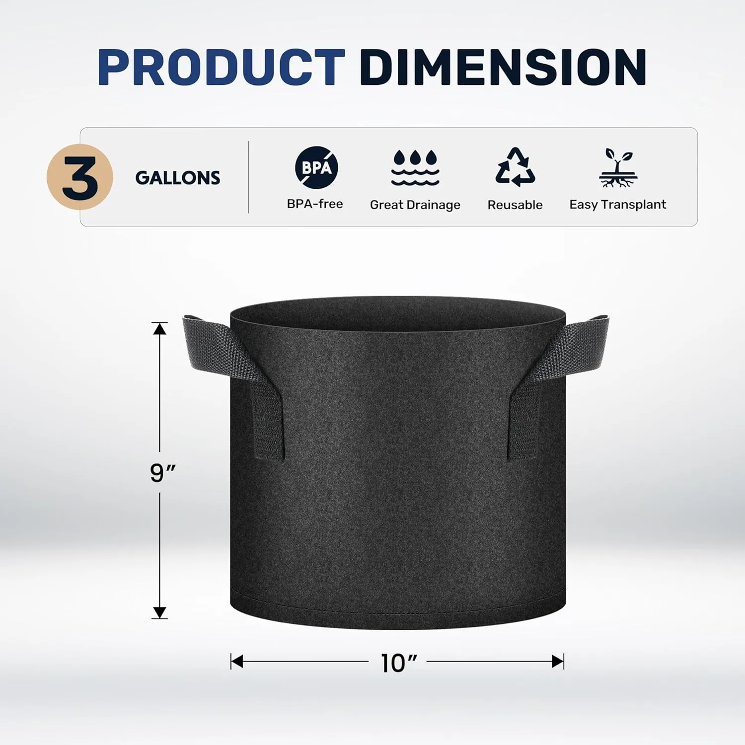 Simple Deluxe 3 Gallon 20 Pack Grow Bags with Handles, Vegetable/Flower/Plant Nonwoven Aeration Fabric Plant Pots Gardening Planter for Potato, Tomato and Fruits, Black