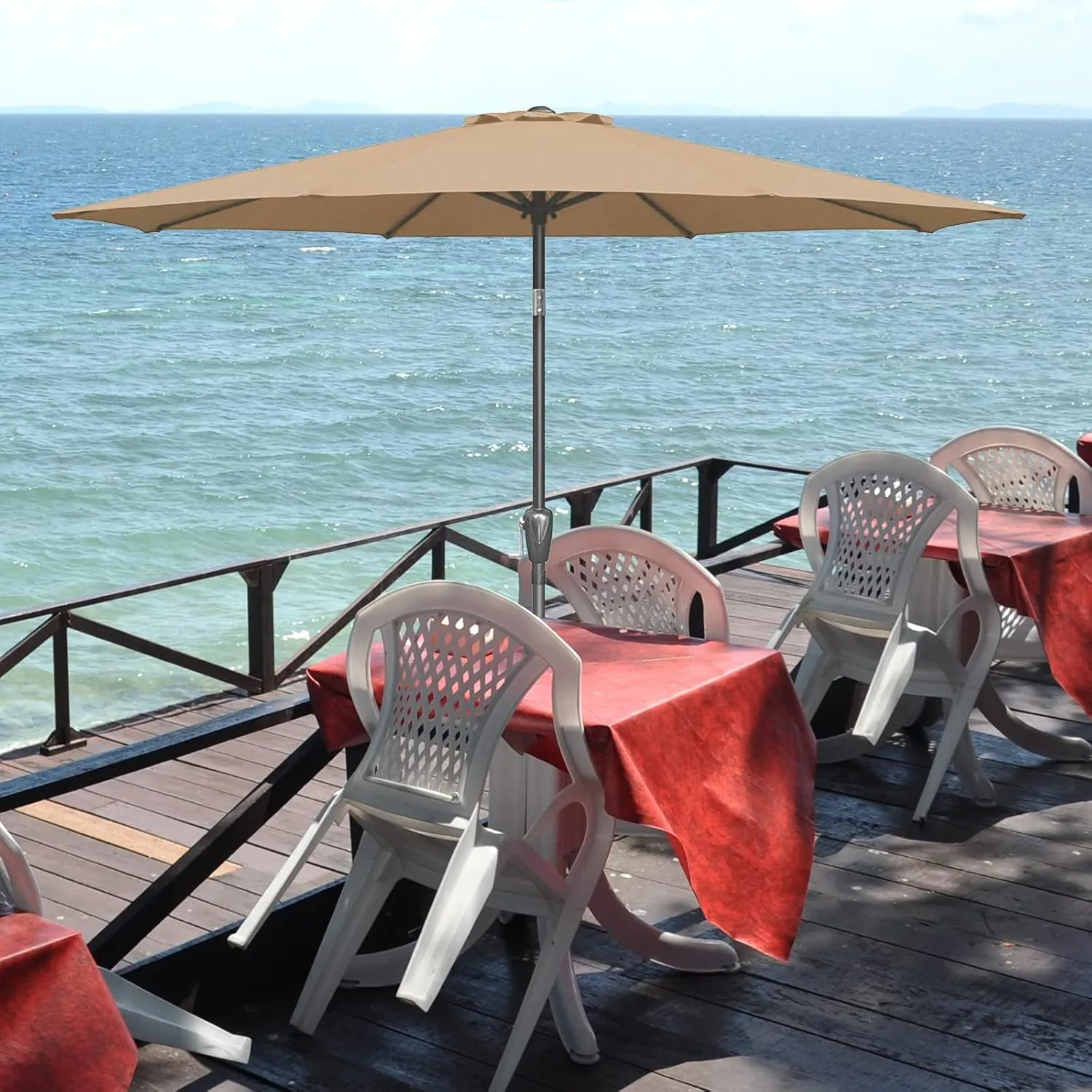 Simple Deluxe 9' Patio Umbrella Outdoor Table Market Yard Umbrella with Push Button Tilt/Crank