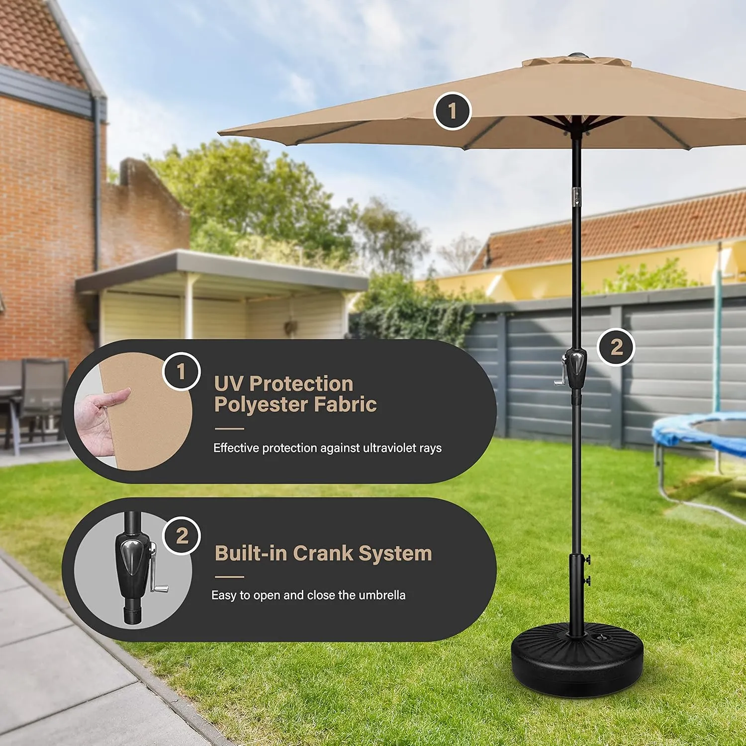 Simple Deluxe 9' Patio Umbrella Outdoor Table Market Yard Umbrella with Push Button Tilt/Crank