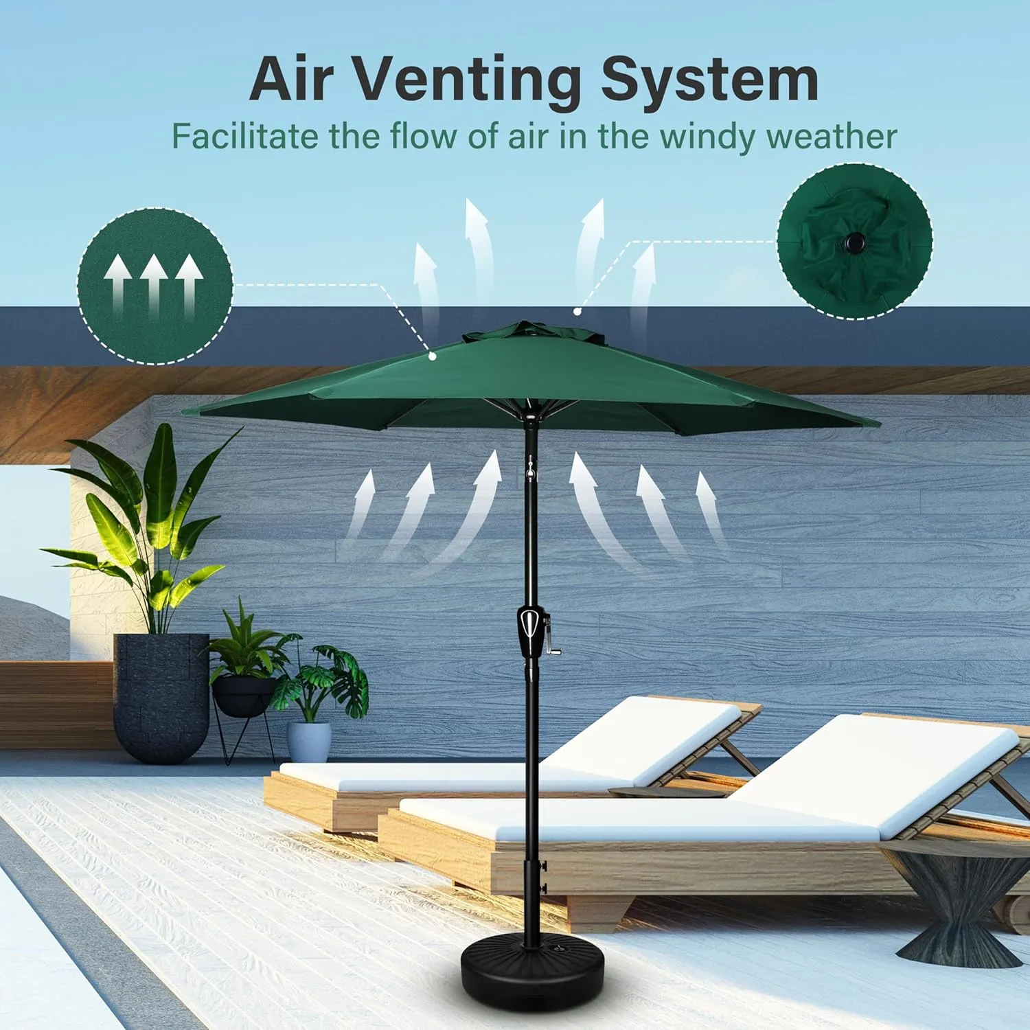 Simple Deluxe 9' Patio Umbrella Outdoor Table Market Yard Umbrella with Push Button Tilt/Crank