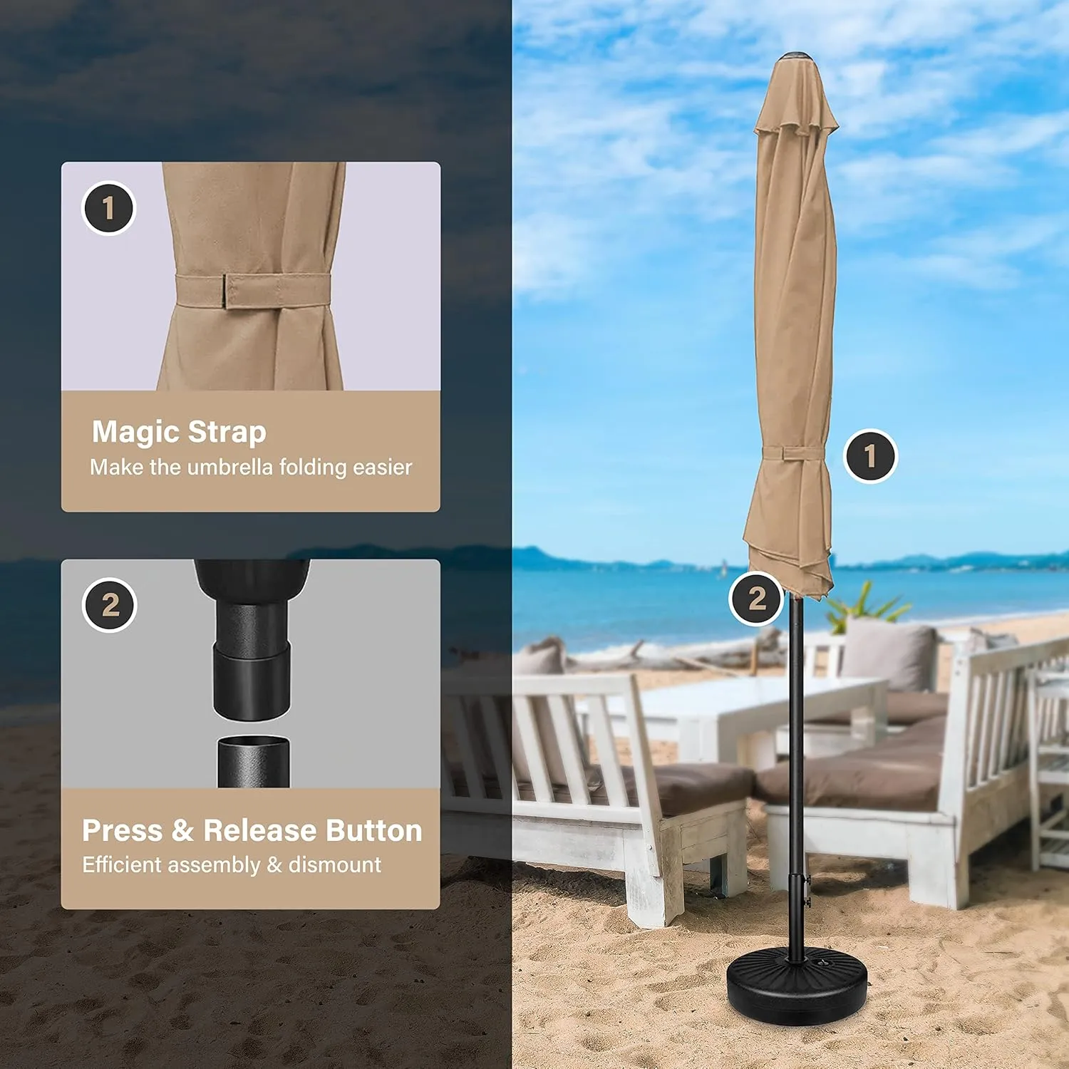 Simple Deluxe 9' Patio Umbrella Outdoor Table Market Yard Umbrella with Push Button Tilt/Crank