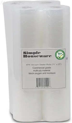 Simple Houseware Vacuum Sealer Bags 11'' x 25' Sous Vide Roll, 4-Pack