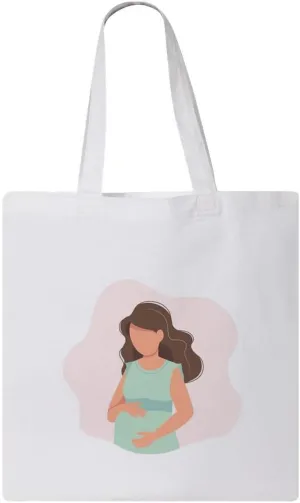 Simple Love Series Maternal Design, Reusable Tote Bag, Lightweight Grocery Shopping Cloth Bag, 13” x 14” with 20” Handles
