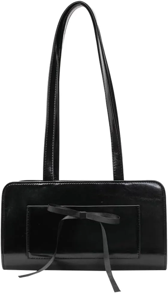 Simple Solid Bow Tie Underarm Bag for Women PU Leather Fashion Shoulder Bags Class Commuter Travel Tote Bag 2025