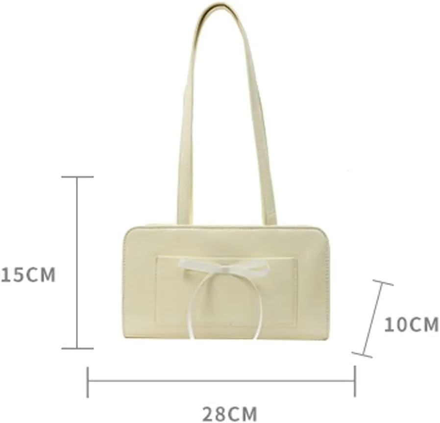 Simple Solid Bow Tie Underarm Bag for Women PU Leather Fashion Shoulder Bags Class Commuter Travel Tote Bag 2025