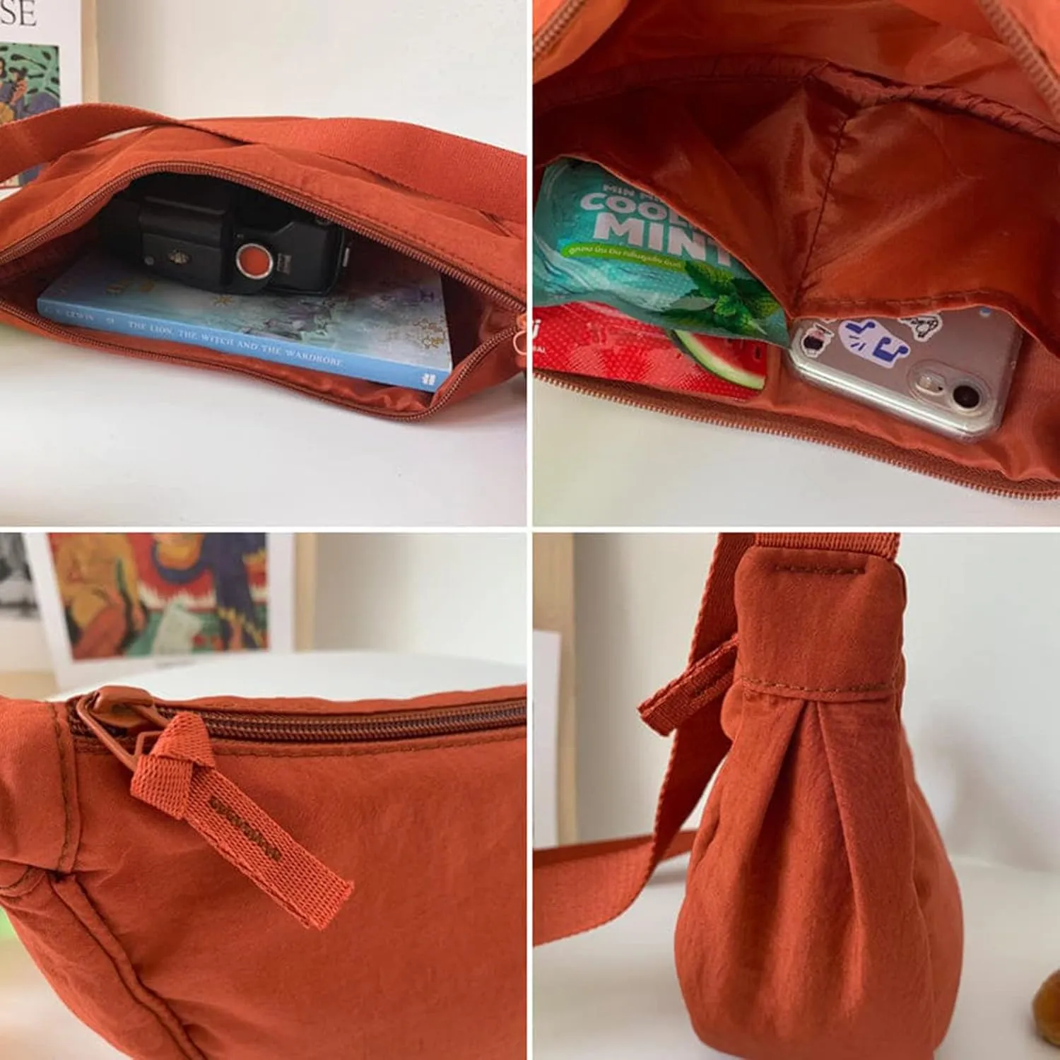 Simple Women Dumpling Crossbody Bag Nylon Crescent Bag Small Sling Crossbody Bag Stylish Shoulder Bag Purse Handbag