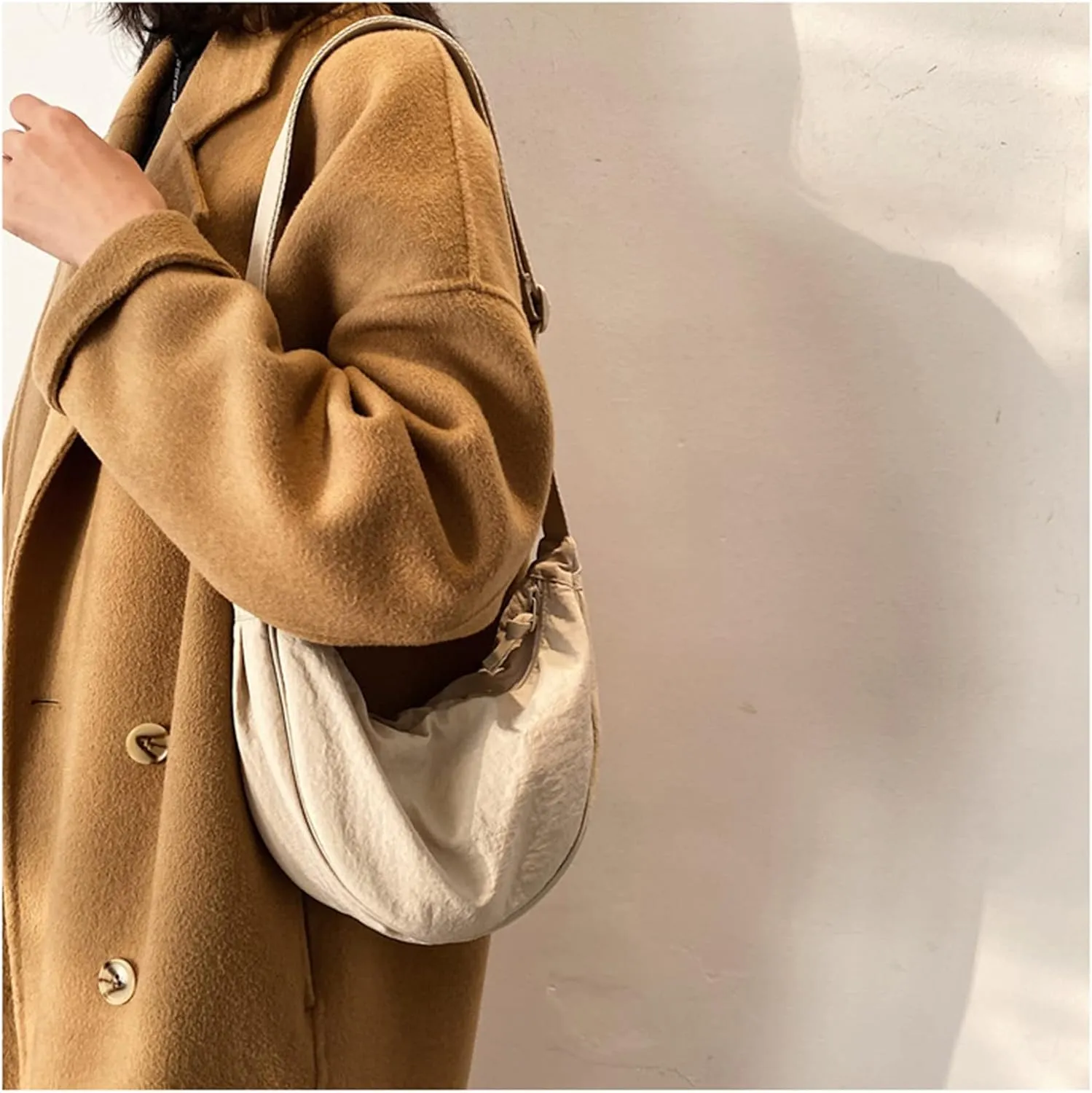 Simple Women Dumpling Crossbody Bag Nylon Crescent Bag Small Sling Crossbody Bag Stylish Shoulder Bag Purse Handbag