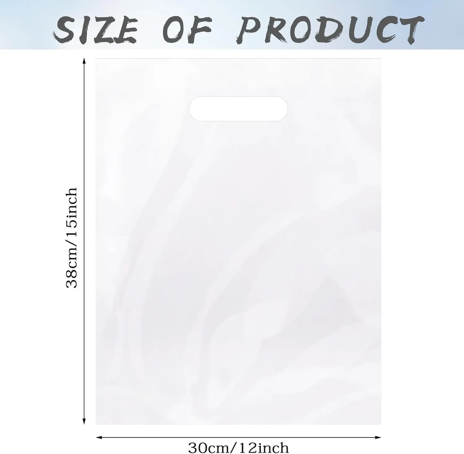 Sinmoe 200 Pack Plastic Bag with Handles Bulk Plastic Merchandise Die Cut Handle LDPE Gift Bags for Small Business Retail Gifts Shopping Trade(Clear,12'' X 15'',Simple Style)