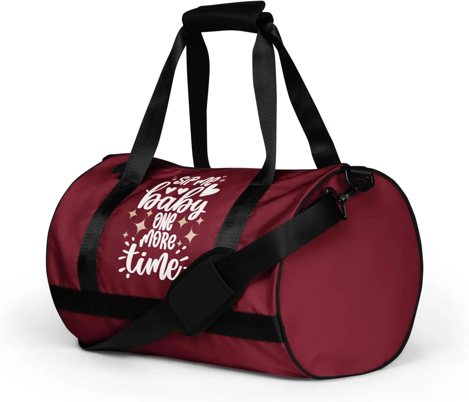 Sip Me Baby One More Time gym bag for women – stylish waterproof travel duffel bags for women to carry personal gym accessories – Maroon