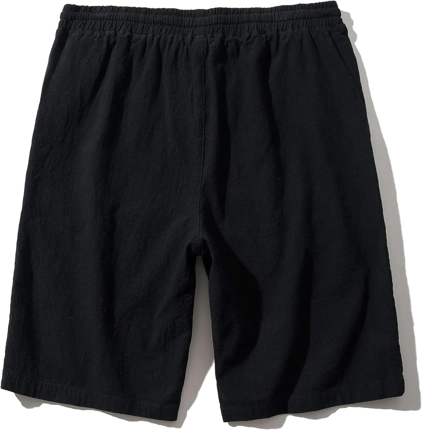 SIR7 Men's Linen Casual Classic Fit 11 Inch Inseam Elastic Waist Shorts with Drawstring
