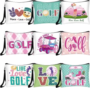 Skylety 9 Pieces Golf Gift Cosmetic Bags Golf Makeup Bag Pouch Cosmetic Toiletry Organizer Case for Golfer Team Ladies(Colorful Style)